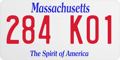 MA license plate 284KO1