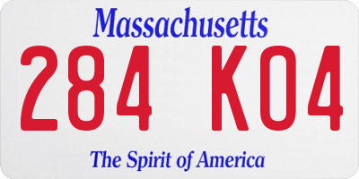MA license plate 284KO4
