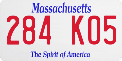 MA license plate 284KO5