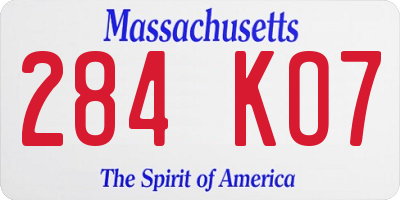 MA license plate 284KO7