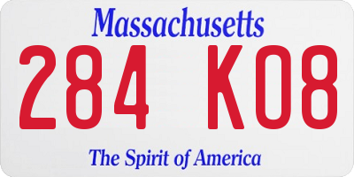 MA license plate 284KO8