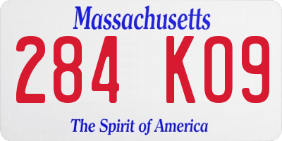 MA license plate 284KO9