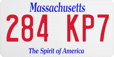 MA license plate 284KP7