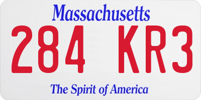 MA license plate 284KR3