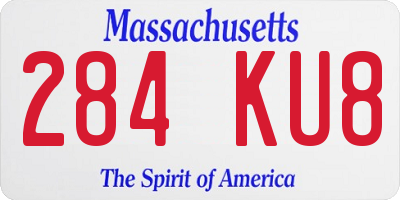 MA license plate 284KU8
