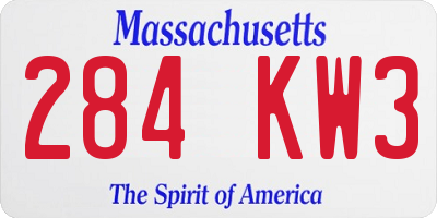 MA license plate 284KW3