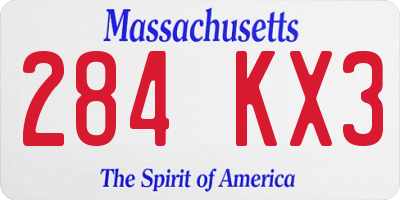 MA license plate 284KX3