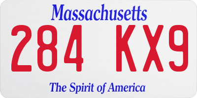 MA license plate 284KX9