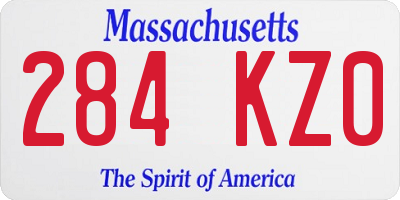 MA license plate 284KZ0