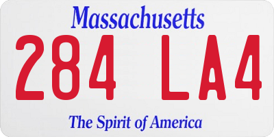 MA license plate 284LA4