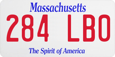 MA license plate 284LB0