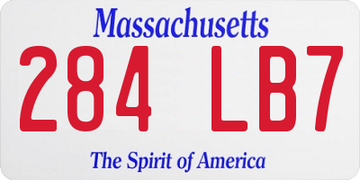 MA license plate 284LB7