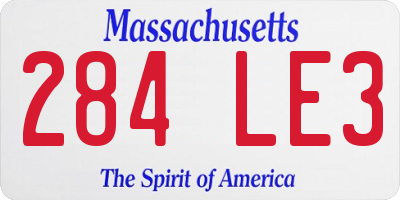 MA license plate 284LE3