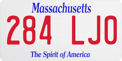 MA license plate 284LJ0