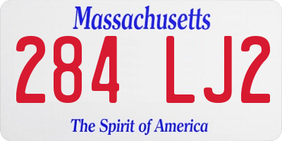 MA license plate 284LJ2
