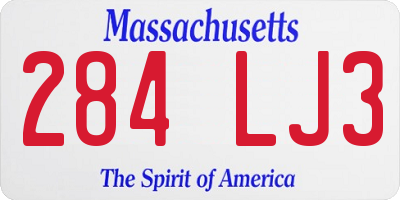 MA license plate 284LJ3