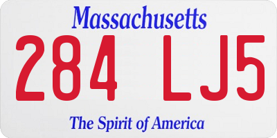 MA license plate 284LJ5