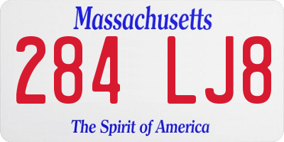 MA license plate 284LJ8