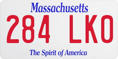 MA license plate 284LK0