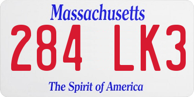MA license plate 284LK3