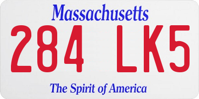 MA license plate 284LK5