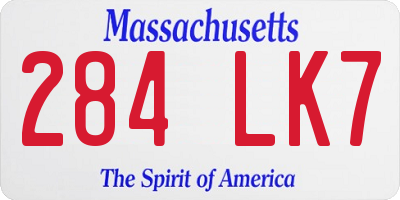 MA license plate 284LK7
