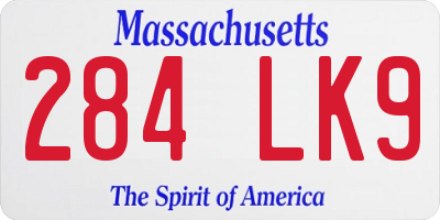 MA license plate 284LK9