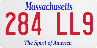 MA license plate 284LL9