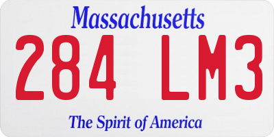 MA license plate 284LM3
