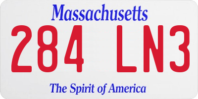 MA license plate 284LN3