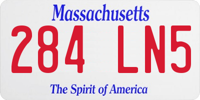 MA license plate 284LN5