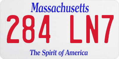 MA license plate 284LN7