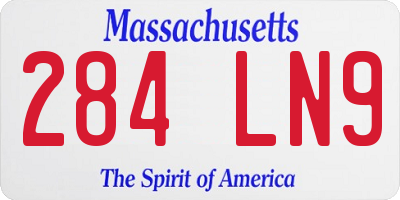 MA license plate 284LN9