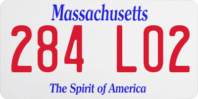 MA license plate 284LO2