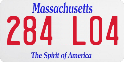 MA license plate 284LO4