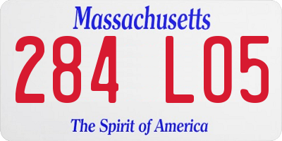 MA license plate 284LO5