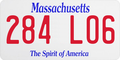MA license plate 284LO6