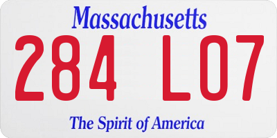 MA license plate 284LO7