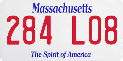 MA license plate 284LO8