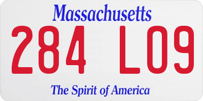 MA license plate 284LO9