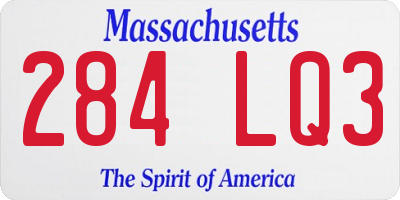 MA license plate 284LQ3