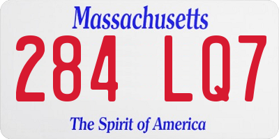 MA license plate 284LQ7