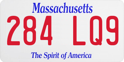 MA license plate 284LQ9