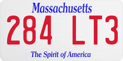 MA license plate 284LT3