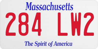 MA license plate 284LW2