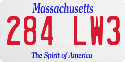 MA license plate 284LW3