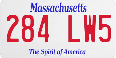 MA license plate 284LW5