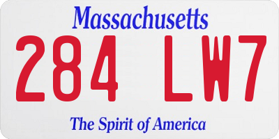 MA license plate 284LW7