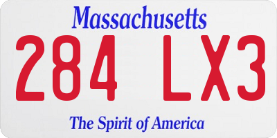 MA license plate 284LX3