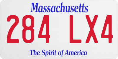 MA license plate 284LX4